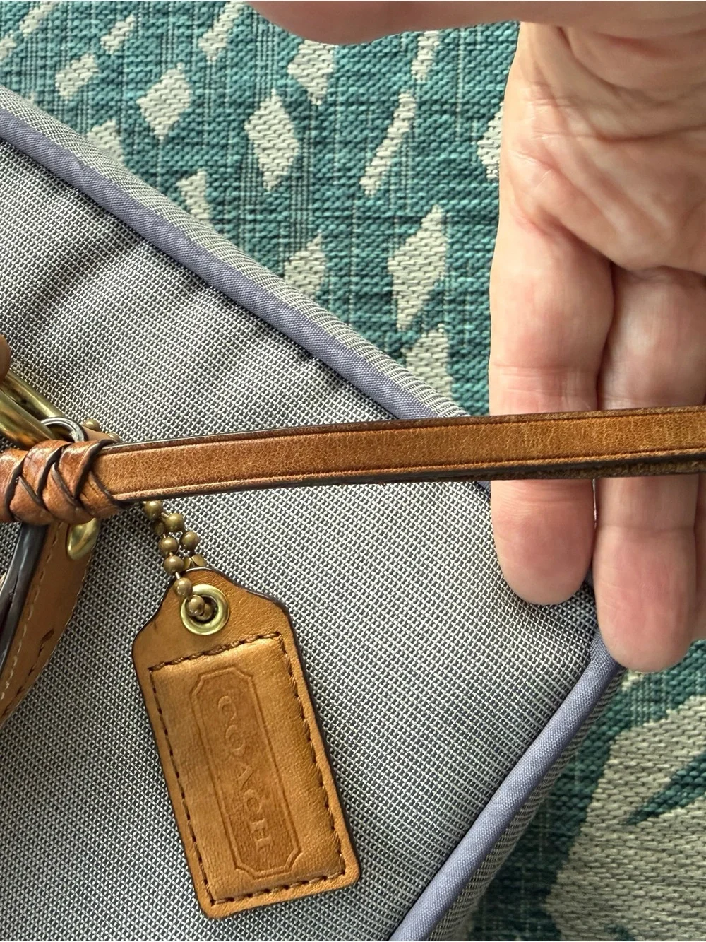 Coach Vintage 12197 Carly Blue Denim Signature “C” with Braided Leather Strap
